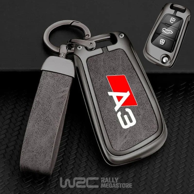 PROTEGE CLES + PORTE CLES AUDI A3 GRIS
